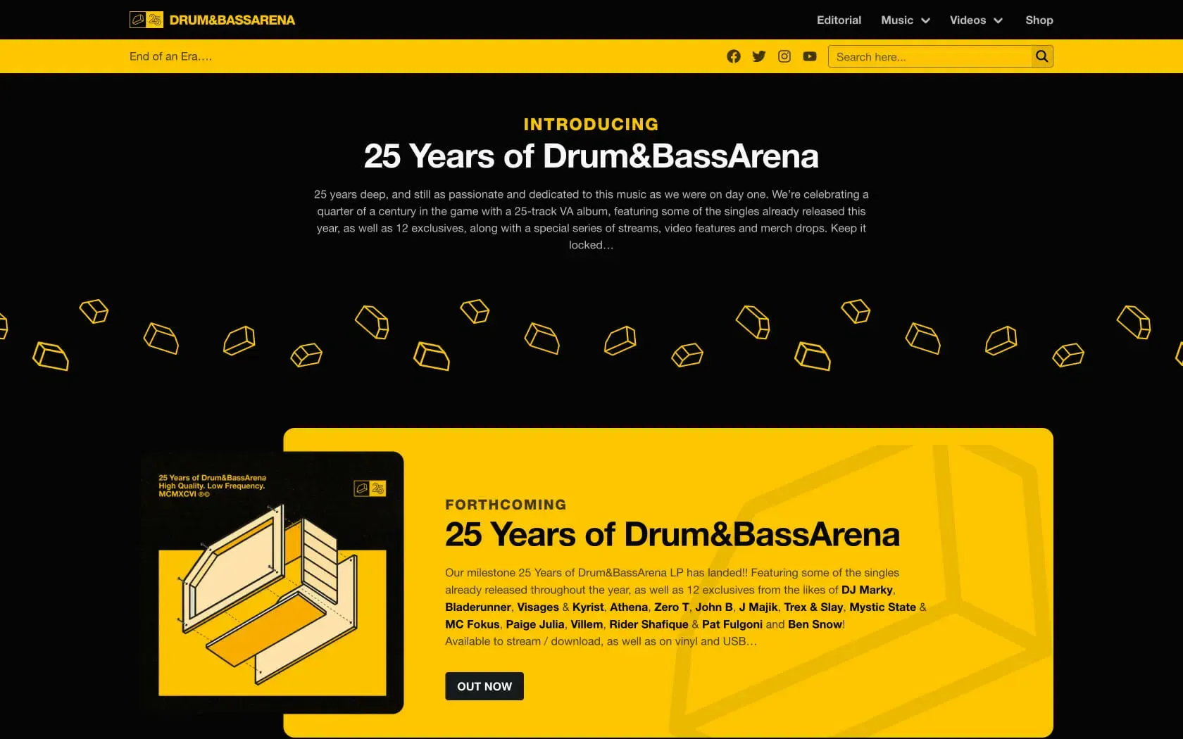 Screenshot of The Drum&BassArena website.