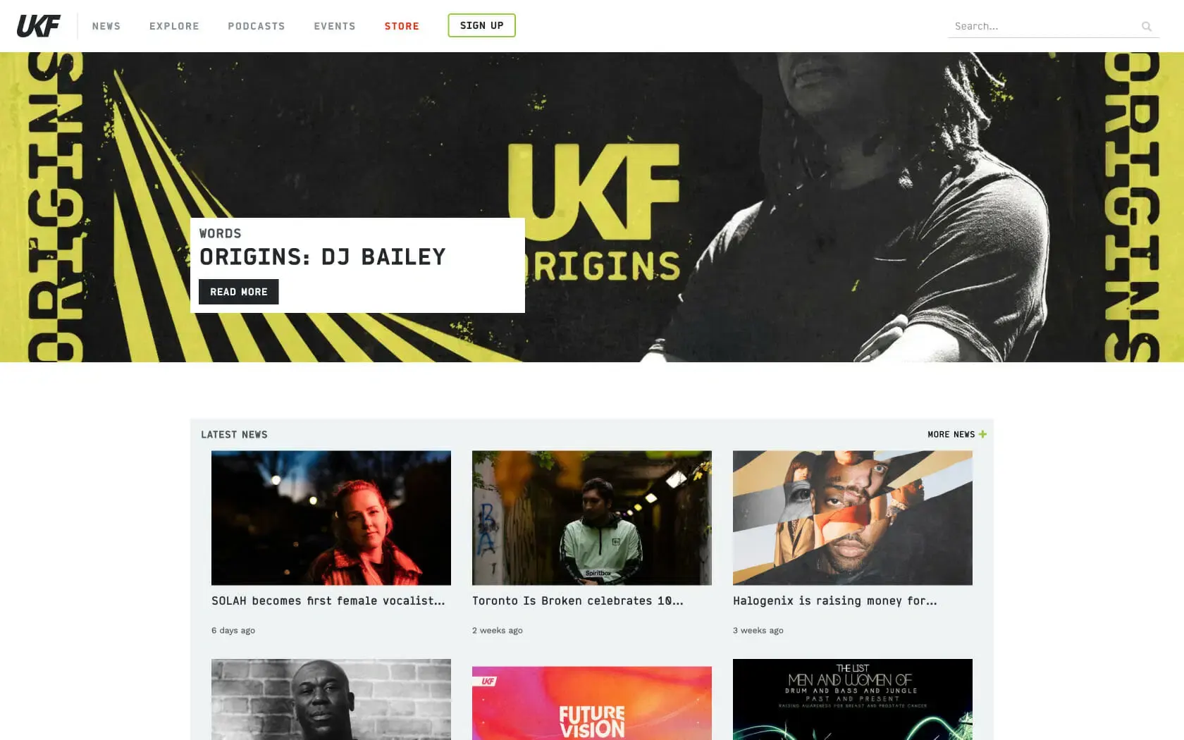 Screenshot of The UKF website.